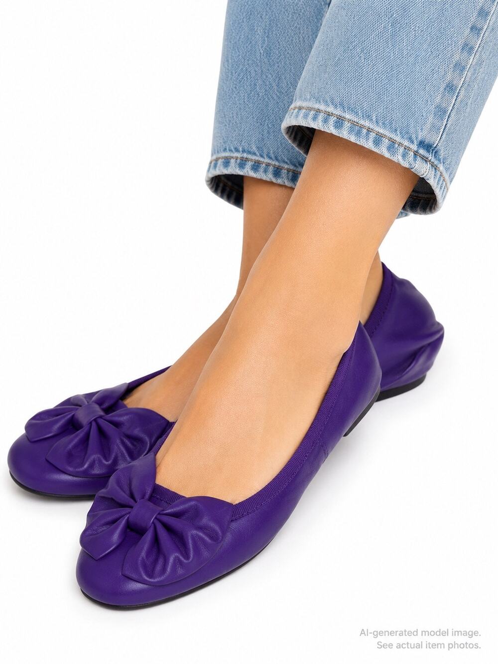 389. Sam & Libby Purple Bow Ballet Flats Women’s Size 8.5
